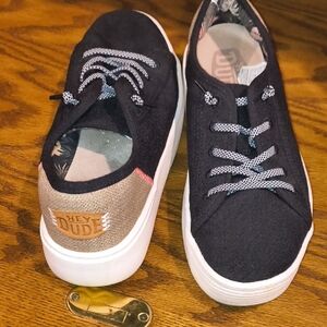 Hey Dude Black and Tan Kids Sneakers